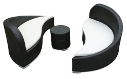 Renava Moon - Modern Rounded Patio Chaise Set & Ottoman