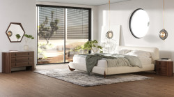 Modrest Fleury - Contemporary Cream Fabric and Walnut Bedroom Set