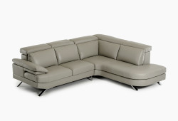 Estro Salotti Glenda - Italian Modern Grey Leather Right Facing Sectional Sofa