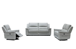 Divani Casa Hearst Modern Grey Leatherette Sofa Set w/ Recliners