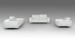David Ferarri Highline Italian Modern White Top Grain Leather Sofa Set