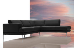 Dima Mirage Modern Black Leather Sectional Sofa - Made In Italy