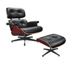 DONT ADD ONLINE Divani Casa Moser - Modern Black Leather Lounge Chair w/ Ottoman