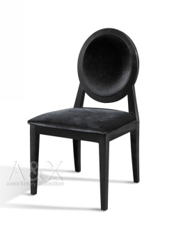 A&X Alice - Transitional Black Lacquer Fabric Side Chair (Set of 2)