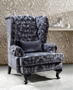 Divani Casa Metropolitan - Tall Fabric Leisure Chair with Acrylic Crystals