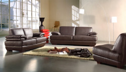 Divani Casa 208 Brown Leather Sofa Set
