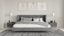 Nova Domus Bryan Modern Grey Velvet & Gold Bed