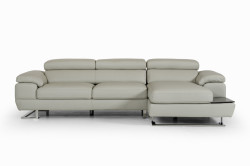 Estro Salotti Invictus - Modern Grey Leather Right Facing Sectional Sofa
