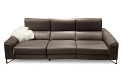 Estro Milano Elite Italian Modern Grey Leather Sofa w/ Recliners