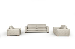 Estro Salotti Iseo Modern Grey Leather Sofa Set