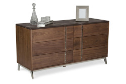 Nova Domus Ria Contemporary Brown Eco-Leather & Walnut Dresser