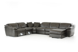 Divani Casa Jasper Modern Dark Grey Leather Sectional Sofa