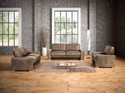 Estro Salotti Java Modern Taupe Italian Leather Sofa Set