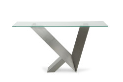Modrest Harlow Modern Glass & Stainless Steel Console Table