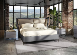Modrest Jolene - Eastern King Dark & Light Grey Leatherette Bed