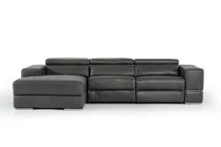 Divani Casa Hilgard - Modern Dark Grey Leather Left Facing Sectional Sofa with Recliner