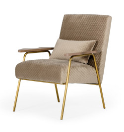 Modrest Laforet - Glam Beige and Gold Fabric Accent Chair