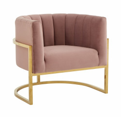 Modrest Landau - Modern Pink Velvet & Gold Stainless Steel Accent Chair