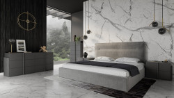 Nova Domus Juliana - Italian Modern Dark Grey Upholstered Bed