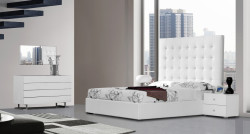 Modrest Lyrica - White Leatherette Tall Headboard Bed