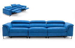 Divani Casa Maine - Modern Blue Fabric Sofa w/ Electric Recliners