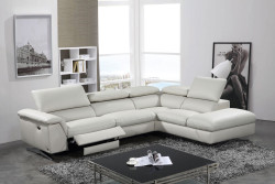Divani Casa Maine - Modern Light Grey Eco-Leather Right Facing Sectional Sofa with Recliner