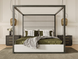 Modrest Manhattan- Contemporary Canopy Grey Bed 