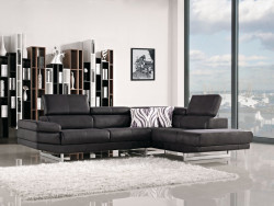 Divani Casa 1166A - Modern Black Fabric Sectional Sofa