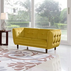Divani Casa Avro Mid-Century Yellow Fabric Loveseat