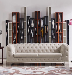 Divani Casa Caswell Modern Beige Fabric Loveseat