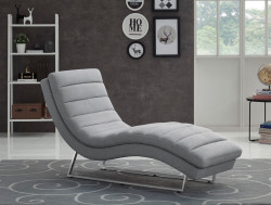 Divani Casa Auburn Modern Contemporary Plush Grey Fabric Lounge Chaise