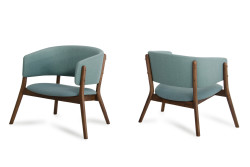 Dante - Modern Blue Fabric & Walnut Accent Chair (Set of 2)
