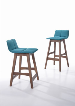 Candice - Modern Teal & Walnut Bar Stool (Set of 2)