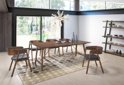 Modrest Oritz Mid-Century Modern Walnut Dining Set