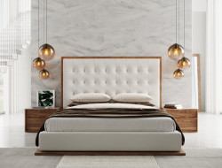 Modrest Amberlie - White Vegan Leather & Walnut Bed