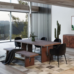 Modrest Amos Modern Concrete & Acacia Dining Table