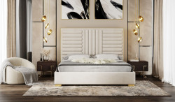 Modrest Daystar - Modern Beige Velvet & Gold Bed