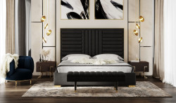 Modrest Daystar - Modern Black Velvet & Gold Bed