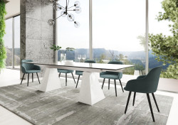 Modrest Latrobe - Modern Extendable Quartz Stone & Glass Dining Table