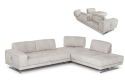 Coronelli Collezioni Mood - Contemporary Light Grey Leather Right Facing Sectional Sofa