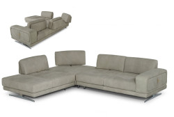 Coronelli Collezioni Mood - Italian Grey Leather Left Facing Sectional Sofa 