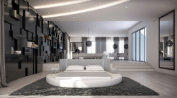 Modrest Rotondo - Modern Eco-Leather Bed with LED Lights