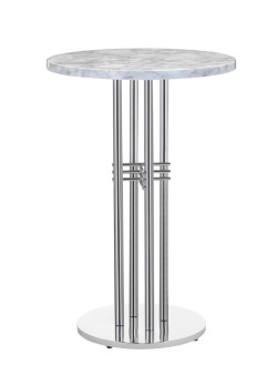 Modrest Munith - Modern White Marble & Stainless Steel Bar Table