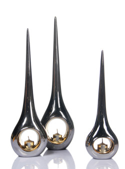 Modrest NHTC1139 3-Piece Silver & Gold Candle Holder Set