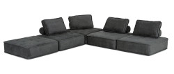 Divani Casa Nolden - Modern Dark Grey Fabric Modular Sectional Sofa