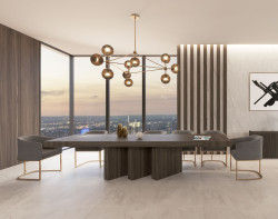 Nova Domus Unico - Modern Dark Eucalyptus Extendable Dining Table