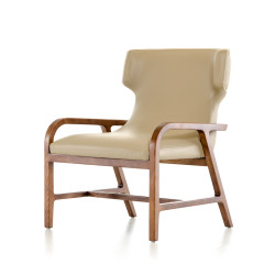 Modrest Olenna Modern Taupe & Walnut Accent Chair