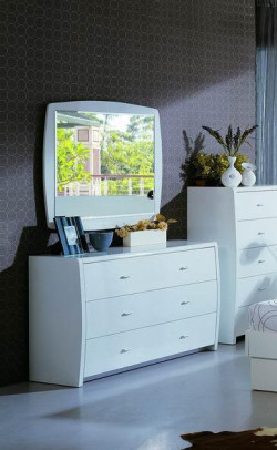 Modrest Palermo Modern White Dresser & Mirror