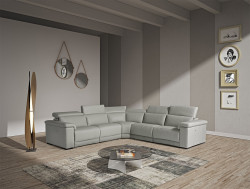 Estro Salotti Palinuro - Modern Grey Leather Sectional Sofa