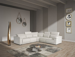 Estro Salotti Palinuro - White Leather Sectional Sofa with Recliners